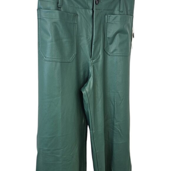 Anthropologie Maeve The Colette Crop Wide Leg Pant, Faux Leather, Green, 28 - Picture 9 of 9